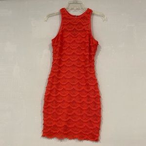 Guess cocktail dress ,zipper back, size 2,length:34”, color: corral